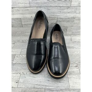 Clarks Collection Black‎ Patent Leather Slip On Loafer Shoes Women 9.5 Wide